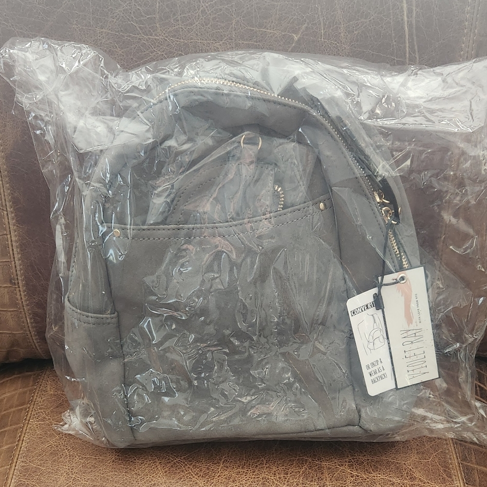 Violet Kay Gray Backpack with Structured Design